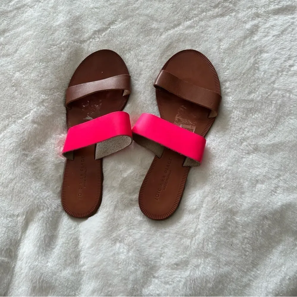 Joie A La Plage Sable Leather Slip On Sandals Pink Size 38.5